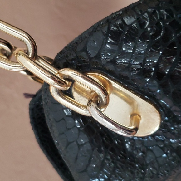 Michael Kors Patent Python Embossed Leather Chain Tote Bag - Picture 3 of 11